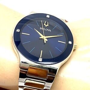 BULOVA MENS WATCH 43mm Stainless Steel Silver & Gold Band